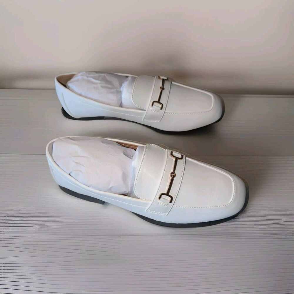 TINSTREE Women's Square Toe Loafers Comfortable PU Leather Work Dressy Slip On 7